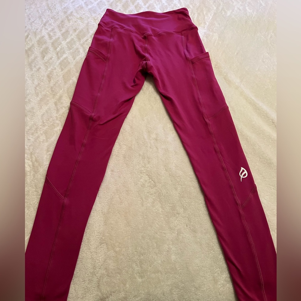 P’tula High-Waisted Sami Leggings, Color Pink, Size S, with pockets- Gently Used